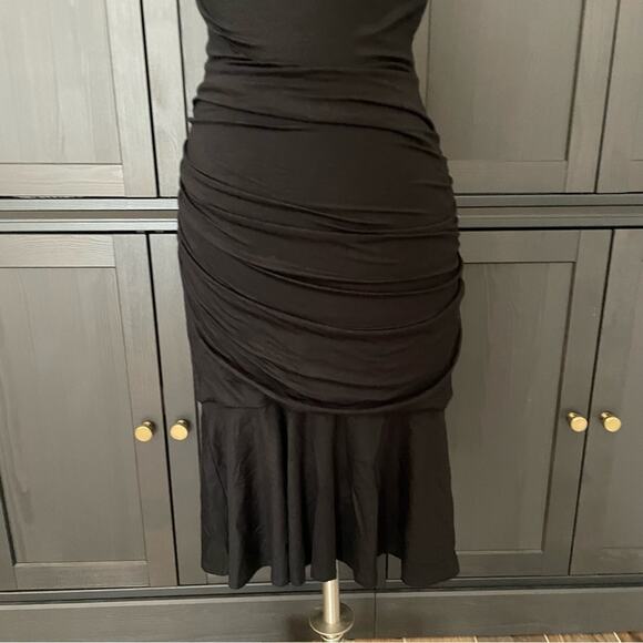 Diane Von Furstenberg Black Ruched Dress Size Small - Picture 6 of 10